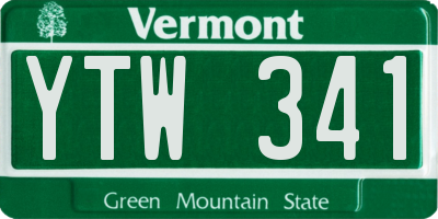 VT license plate YTW341
