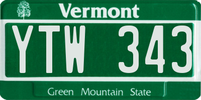 VT license plate YTW343