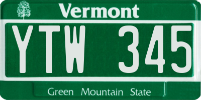 VT license plate YTW345