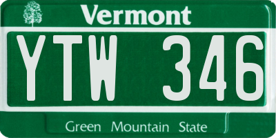 VT license plate YTW346