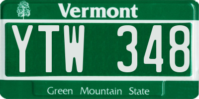 VT license plate YTW348