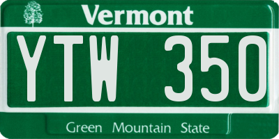 VT license plate YTW350
