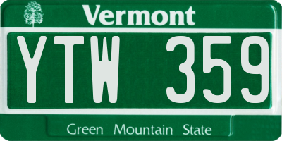 VT license plate YTW359