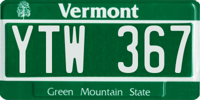 VT license plate YTW367