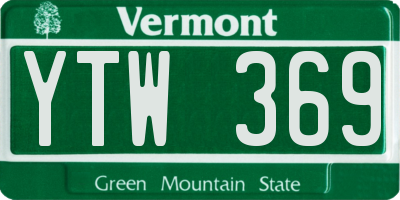 VT license plate YTW369