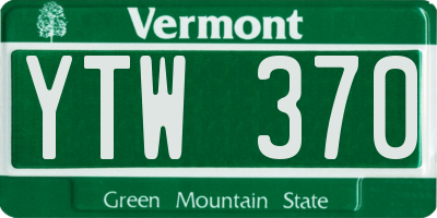 VT license plate YTW370
