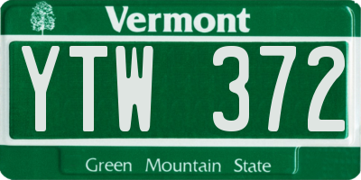 VT license plate YTW372