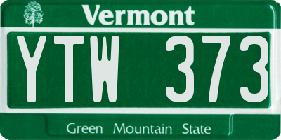 VT license plate YTW373
