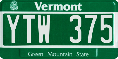 VT license plate YTW375