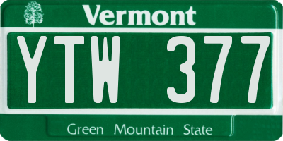 VT license plate YTW377
