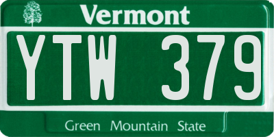 VT license plate YTW379