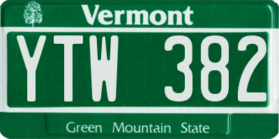 VT license plate YTW382