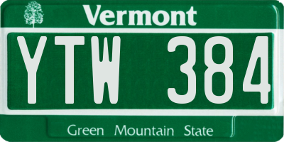 VT license plate YTW384