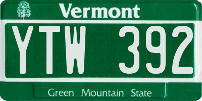 VT license plate YTW392