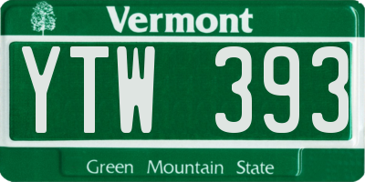 VT license plate YTW393