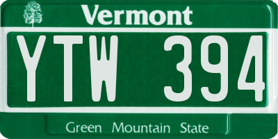 VT license plate YTW394