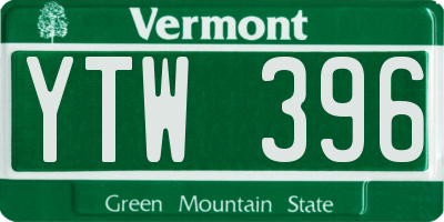 VT license plate YTW396