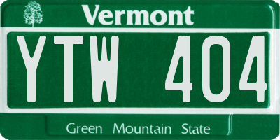 VT license plate YTW404