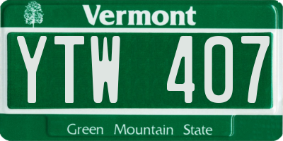 VT license plate YTW407