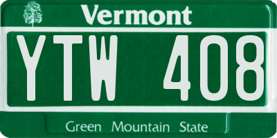 VT license plate YTW408