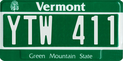 VT license plate YTW411