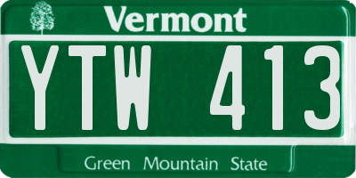 VT license plate YTW413
