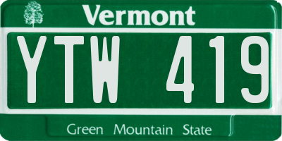 VT license plate YTW419