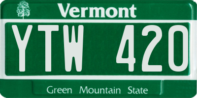 VT license plate YTW420