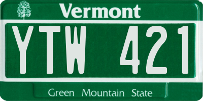 VT license plate YTW421