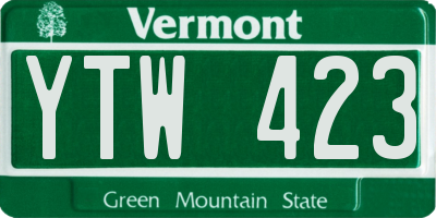 VT license plate YTW423
