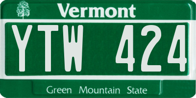 VT license plate YTW424