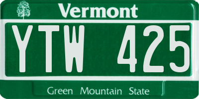 VT license plate YTW425