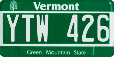 VT license plate YTW426