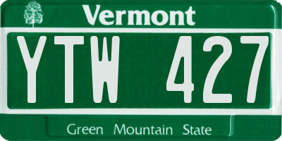 VT license plate YTW427