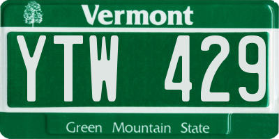 VT license plate YTW429