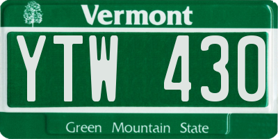 VT license plate YTW430