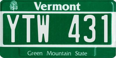 VT license plate YTW431
