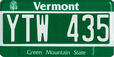 VT license plate YTW435