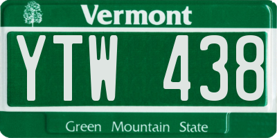 VT license plate YTW438