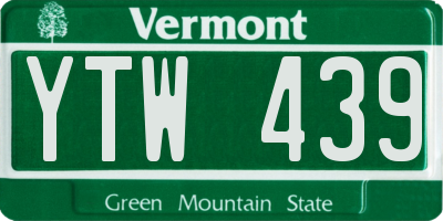 VT license plate YTW439