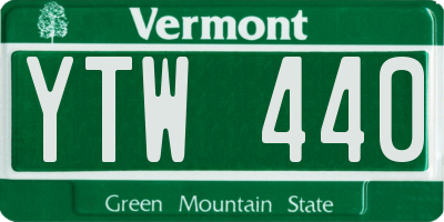 VT license plate YTW440