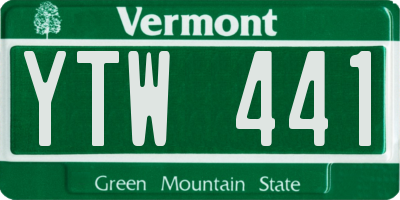 VT license plate YTW441