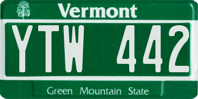 VT license plate YTW442