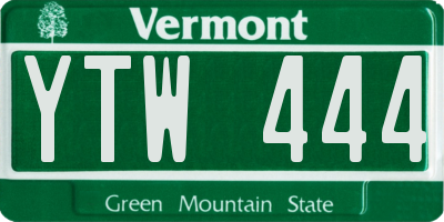 VT license plate YTW444