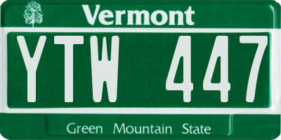 VT license plate YTW447