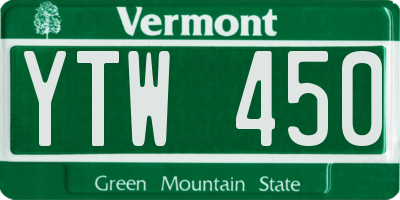 VT license plate YTW450