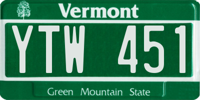 VT license plate YTW451