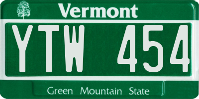 VT license plate YTW454