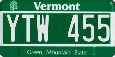 VT license plate YTW455
