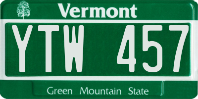 VT license plate YTW457